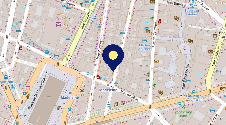 Plan d'accès : 7 rue Godot de Mauroy, 75009 Paris, près de la Madeleine