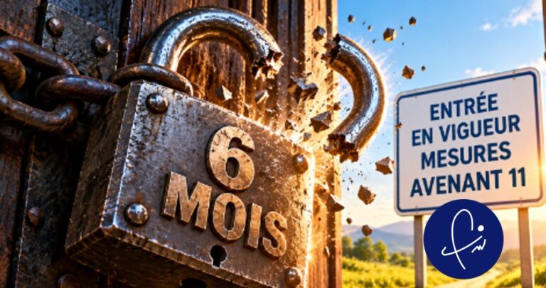 Cadenas rouillé marqué 6 mois avec panneau Avenant 11 mesures novembre, symbolisant les revalorisations infirmiers libéraux